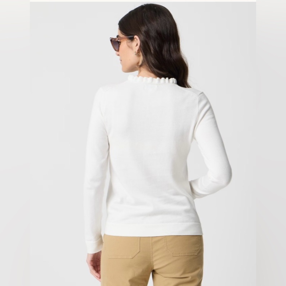 J Crew cotton ruffle neck sweater ivory - Picture 4 of 4